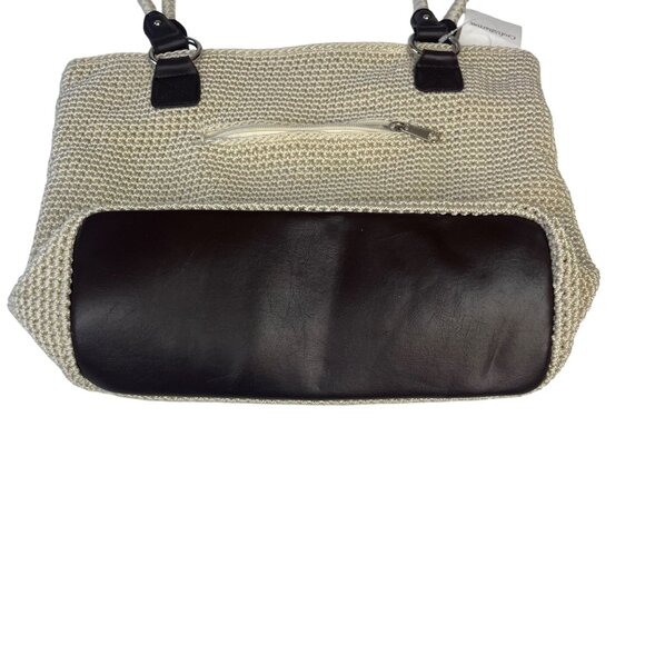 Croft & Barrow Purse Tote Bag Natural Woven Dual Handles Zipper Cream New - Picture 4 of 9